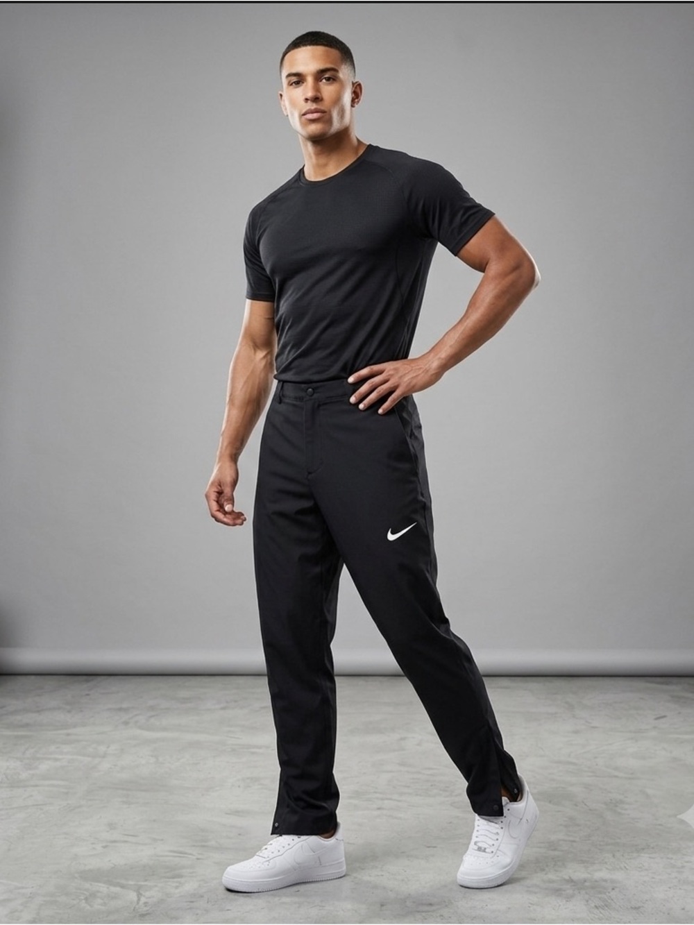 Nike Black Athletic Pants with White Logo